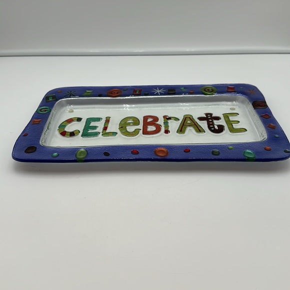 Silvestri Celebrate Platter Serving Dish by Lori Seibert Fused Glass - Picture 13 of 16